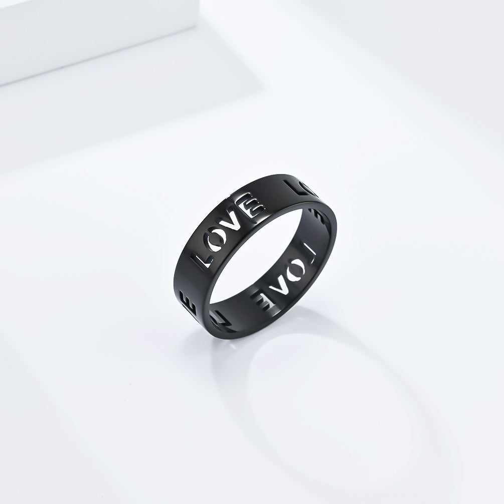 6Mm Wide Cross-Border Simple LOVE Titanium Steel Ring
