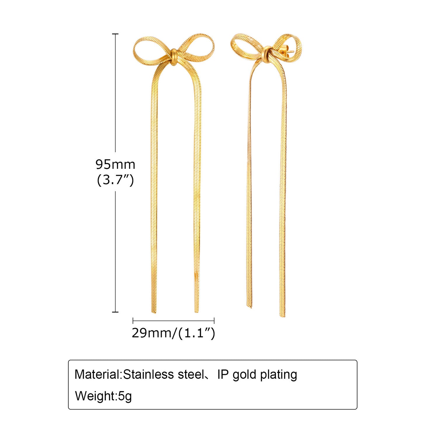 Earrings French Fashion Fringed Earrings Stainless Steel Bow