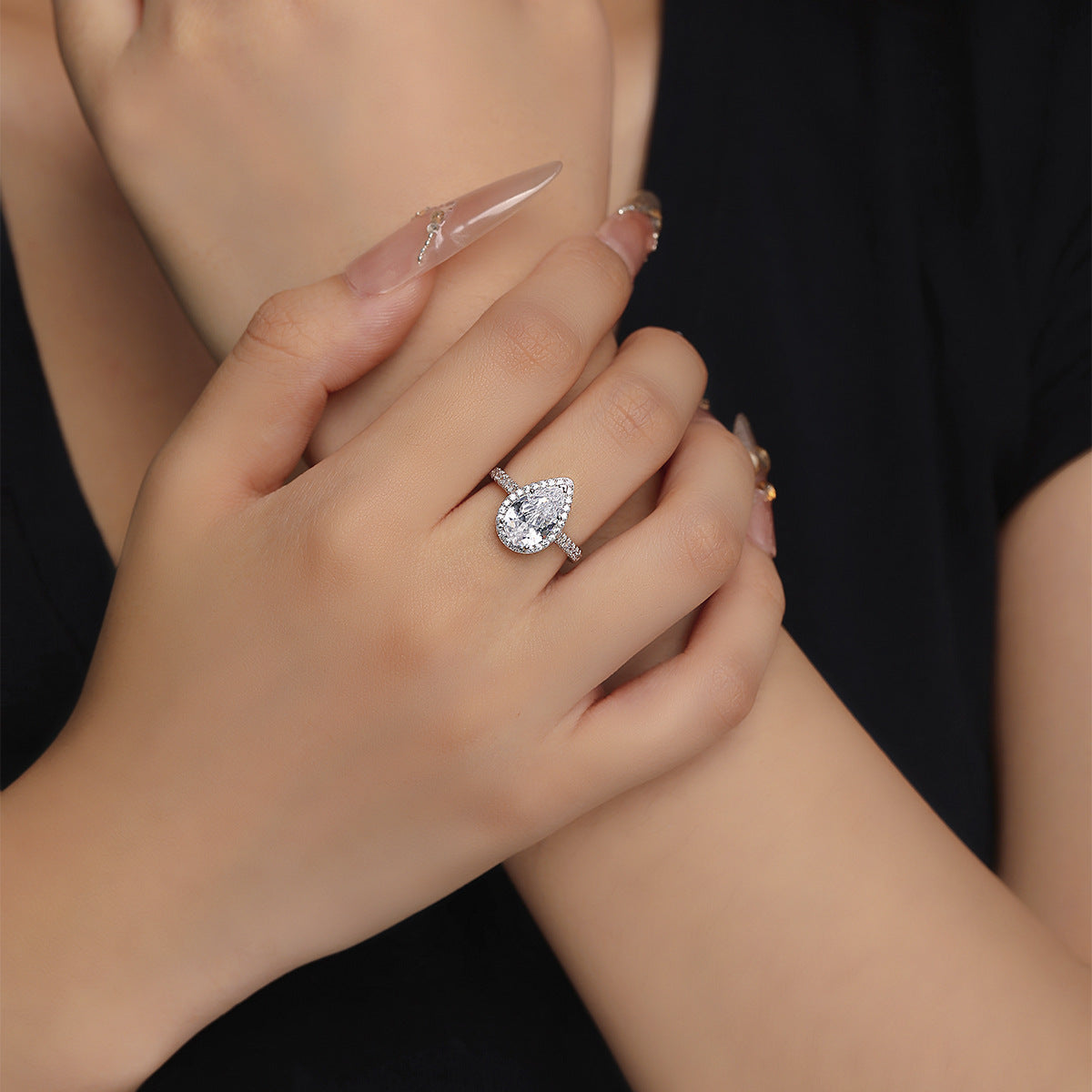 Drop-Shaped Zircon S925 Sterling Silver Women's Ring