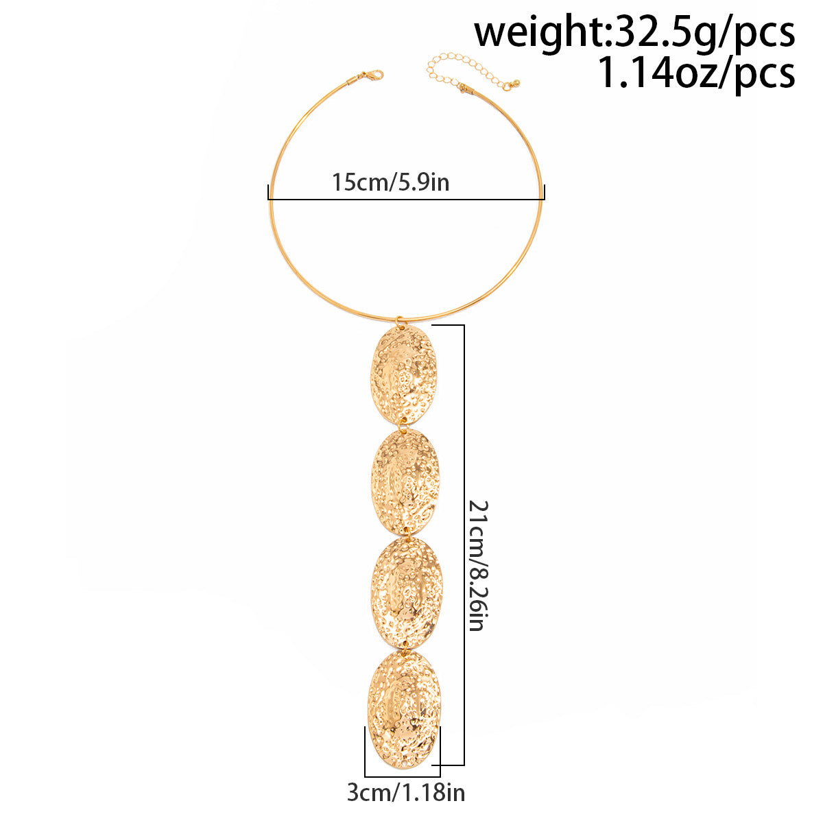 Hammered Disc Long Fringe Choker