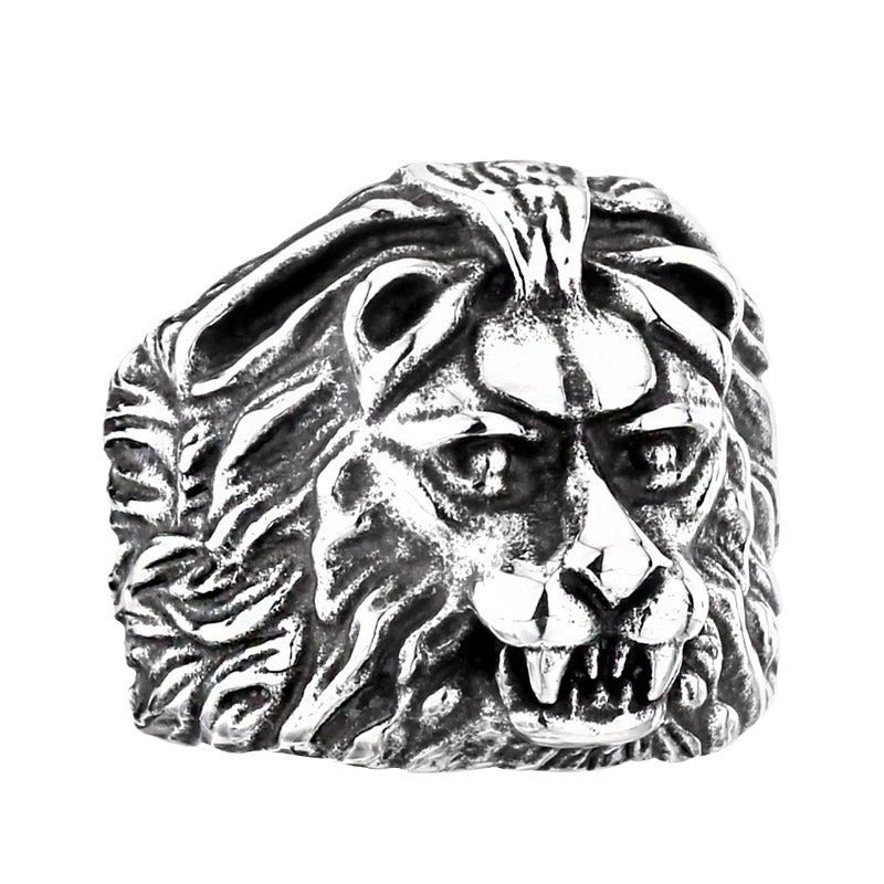 Titanium Steel Men's Retro Lion Ring - Dominant European and American Fashion Jewelry
