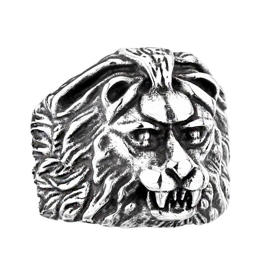 Titanium Steel Men's Retro Lion Ring - Dominant European and American Fashion Jewelry