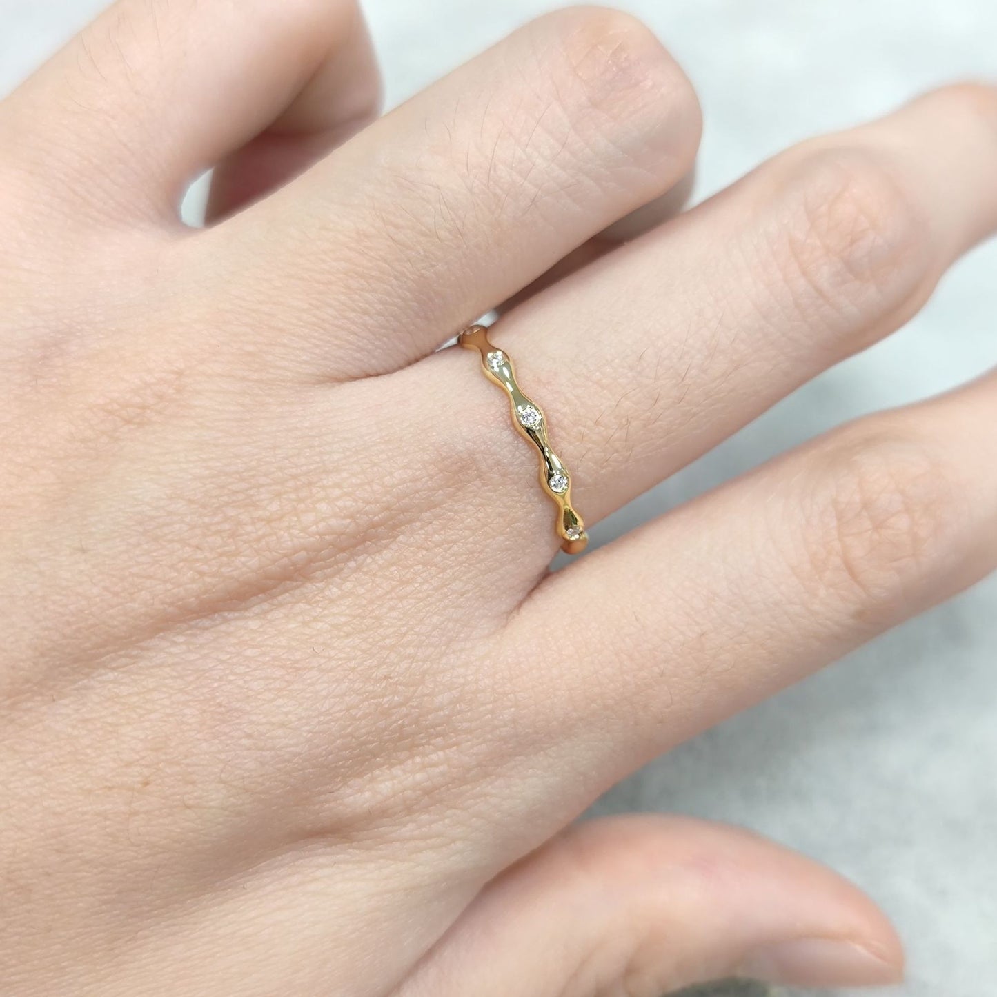 Unique Gold Ring S925 Sterling Silver Moissanite Dawn Series