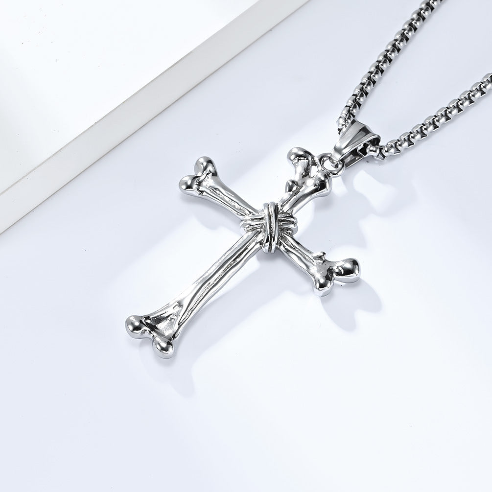 Amazon Titanium Steel Bone Cross Necklace for Men Wholesale