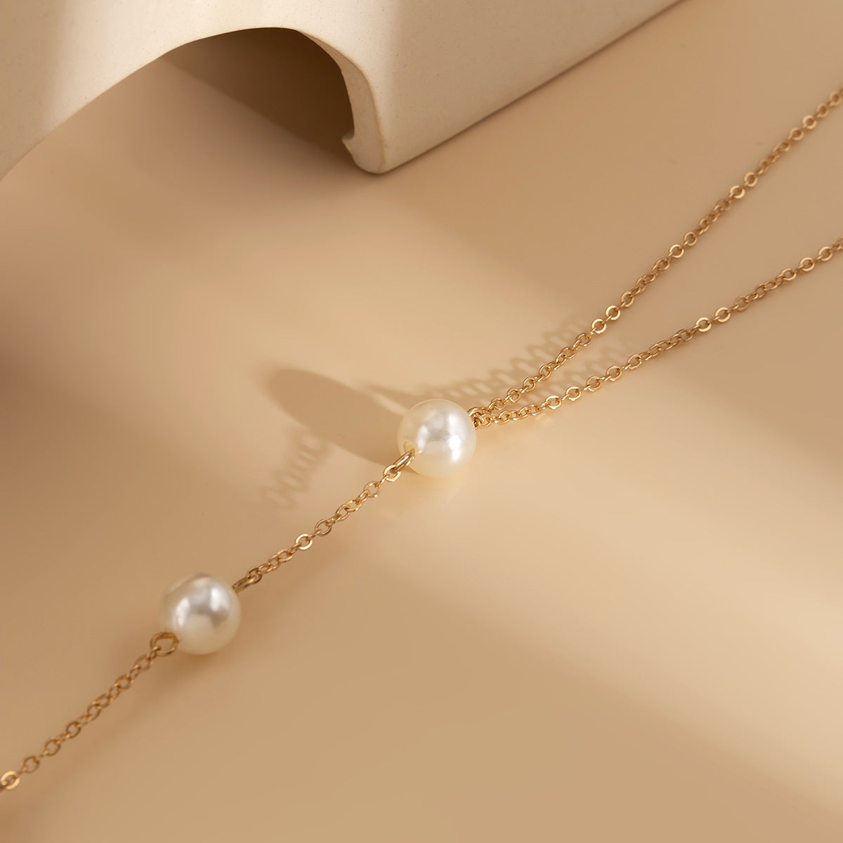 Planderful Vienna Verve Imitation Pearl Fringe Necklace For Women Chic Slim Long Chain
