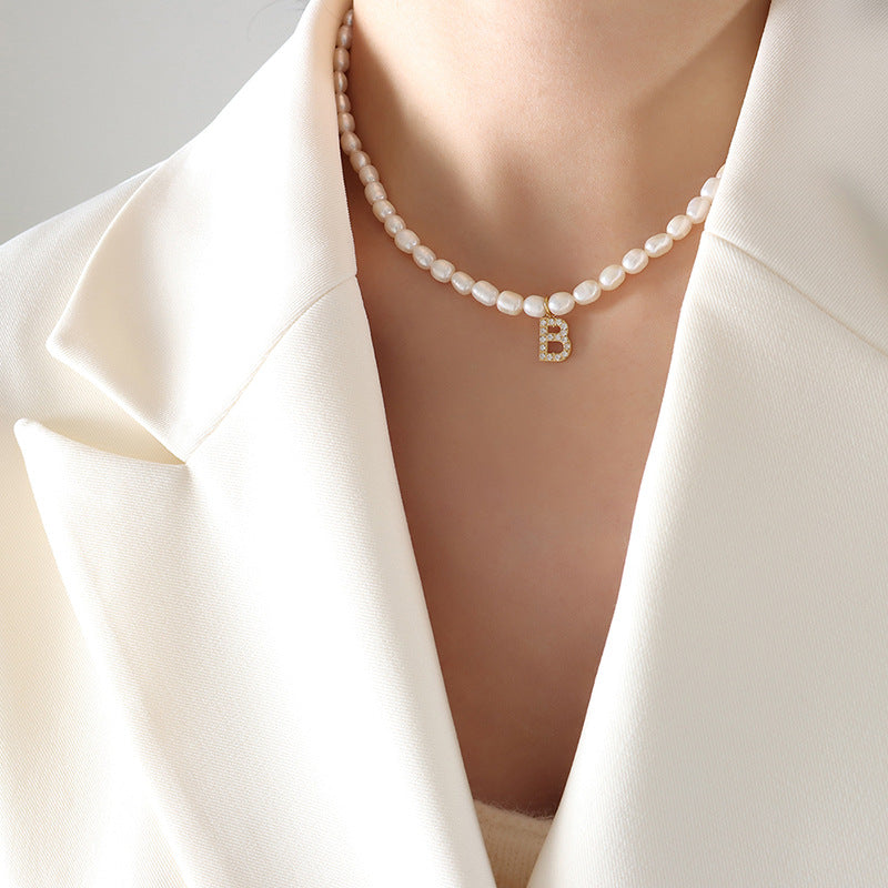 Exquisite Titan Gold-Plated Necklace with Full-Zircon Pendant