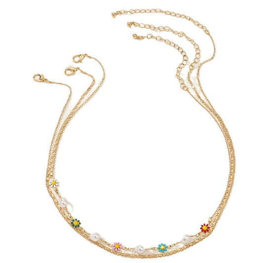 Vibrant Floral Beaded Necklace Set for Women - Vienna Verve Collection