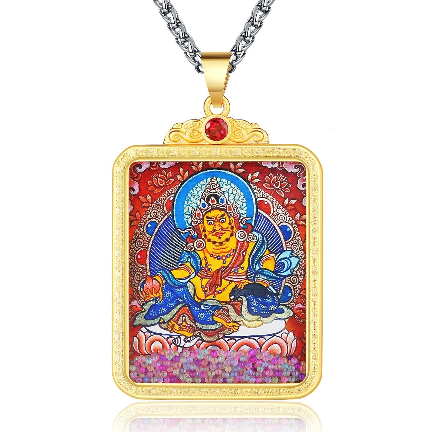 Steel Necklace – Elegant Chinese Style Dragon Thangka Pendant Necklace For Everyday Wear