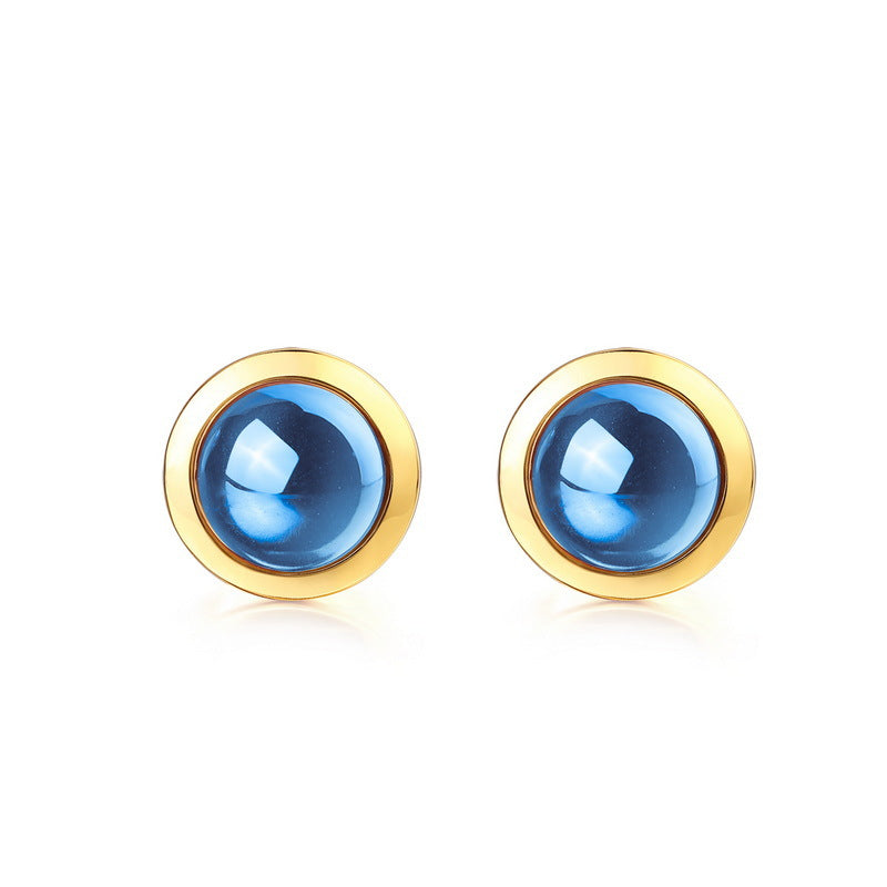 S925 Sterling Silver Garnet & Topaz Minimalist Stud Earrings