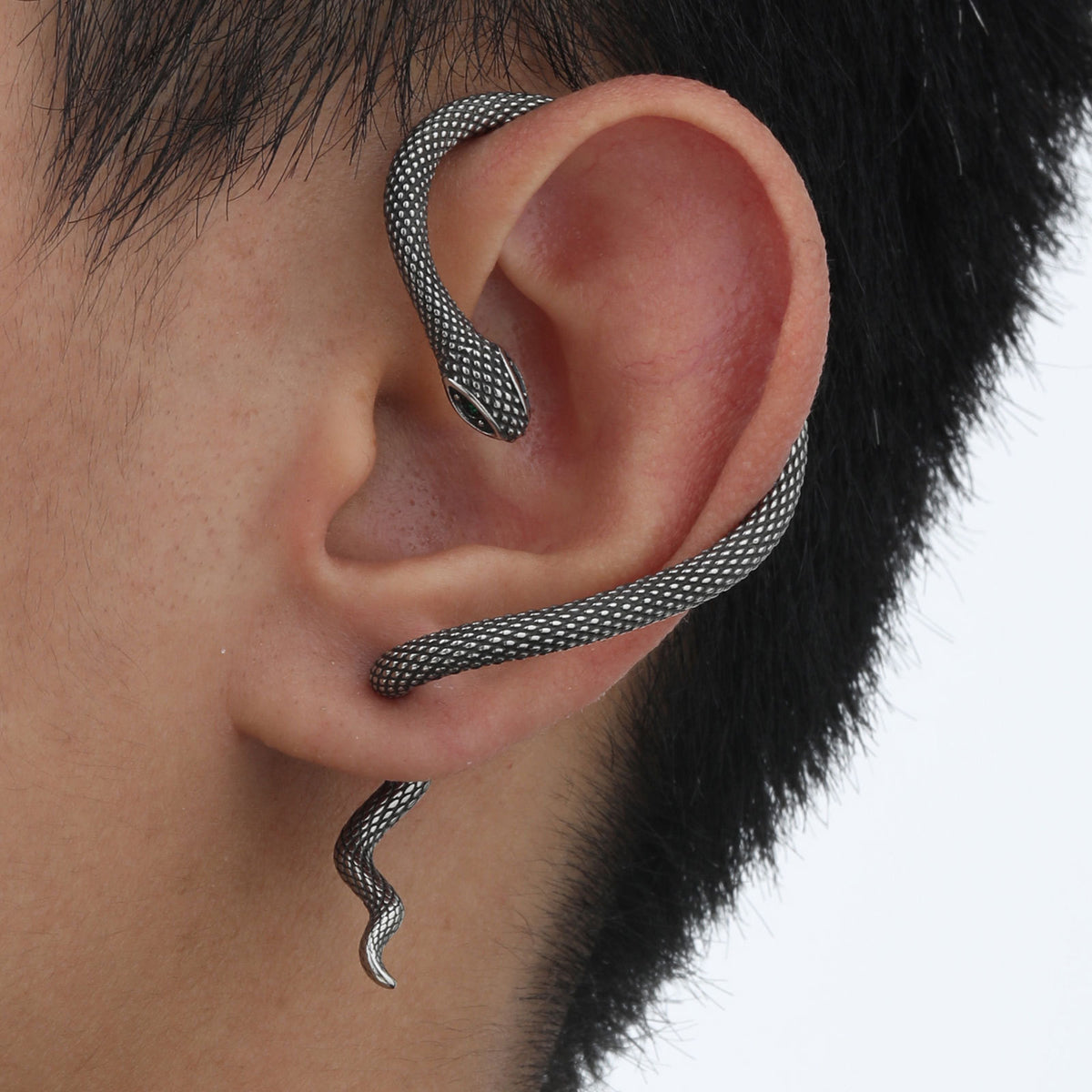 Snake Stainless Steel Earring — Left Ear