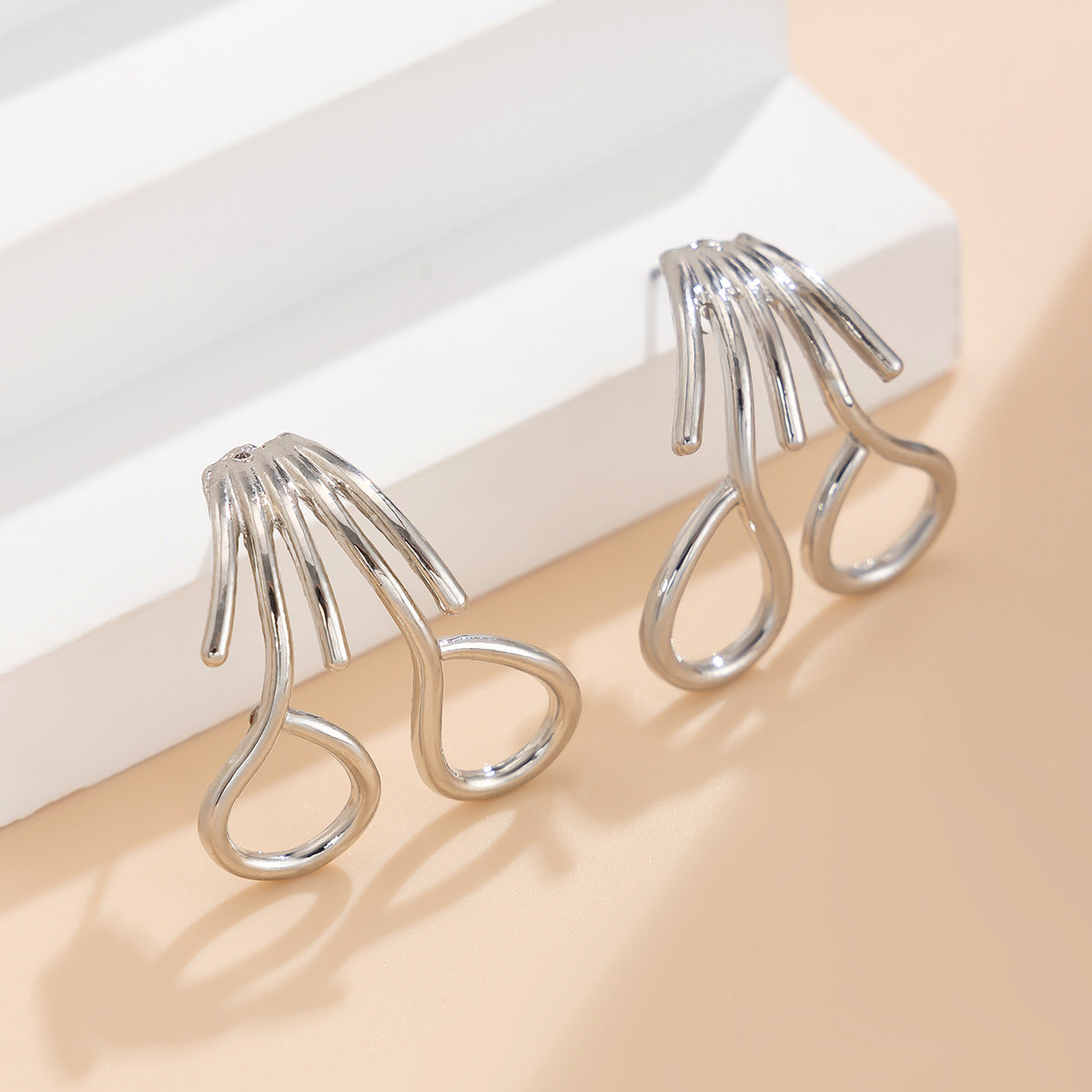 Planderful Geometric Stripe Earrings Polished Metal Statement Jewelry For Women Vienna Verve