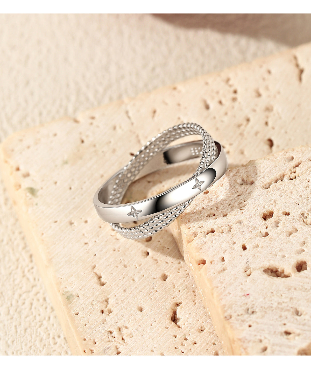 925 Sterling Silver Cross Star Ring