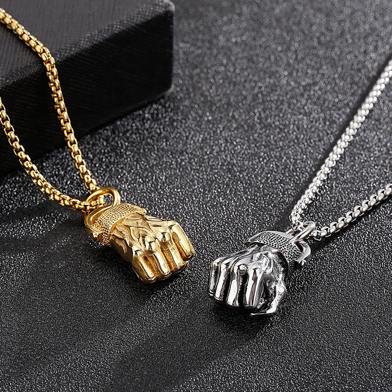 Titanium Steel Men's Hipster Rock Hip-Hop Sports Fist Pendant