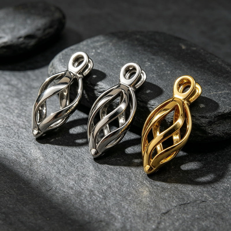 Niche Commemorative Pendant Trendy Hollow Willow Leaf Can Be Opened Water Drop-Shaped Titanium Necklace