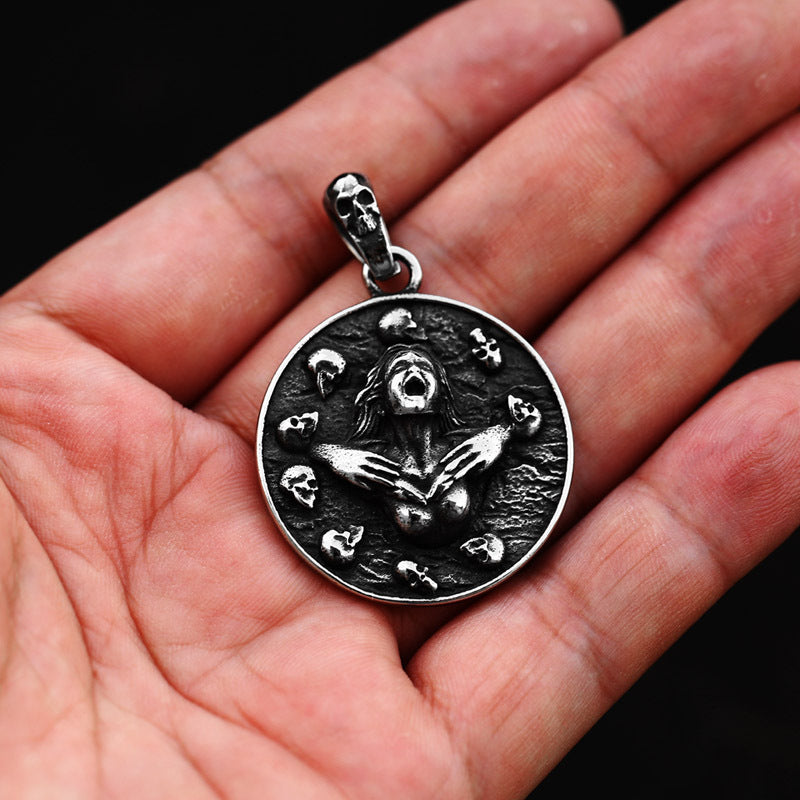 Titanium Steel Retro Skull Pendant for Men - Dominant Three-Dimensional Design