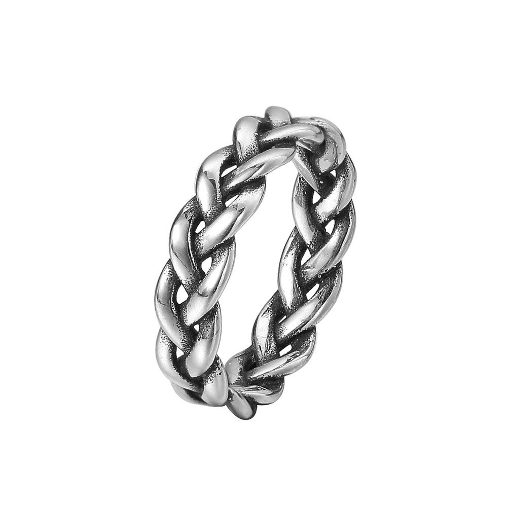Personalized Stainless Steel Ring Unisex Viking Woven Style With Protection Symbol Planderful Everyday Genie