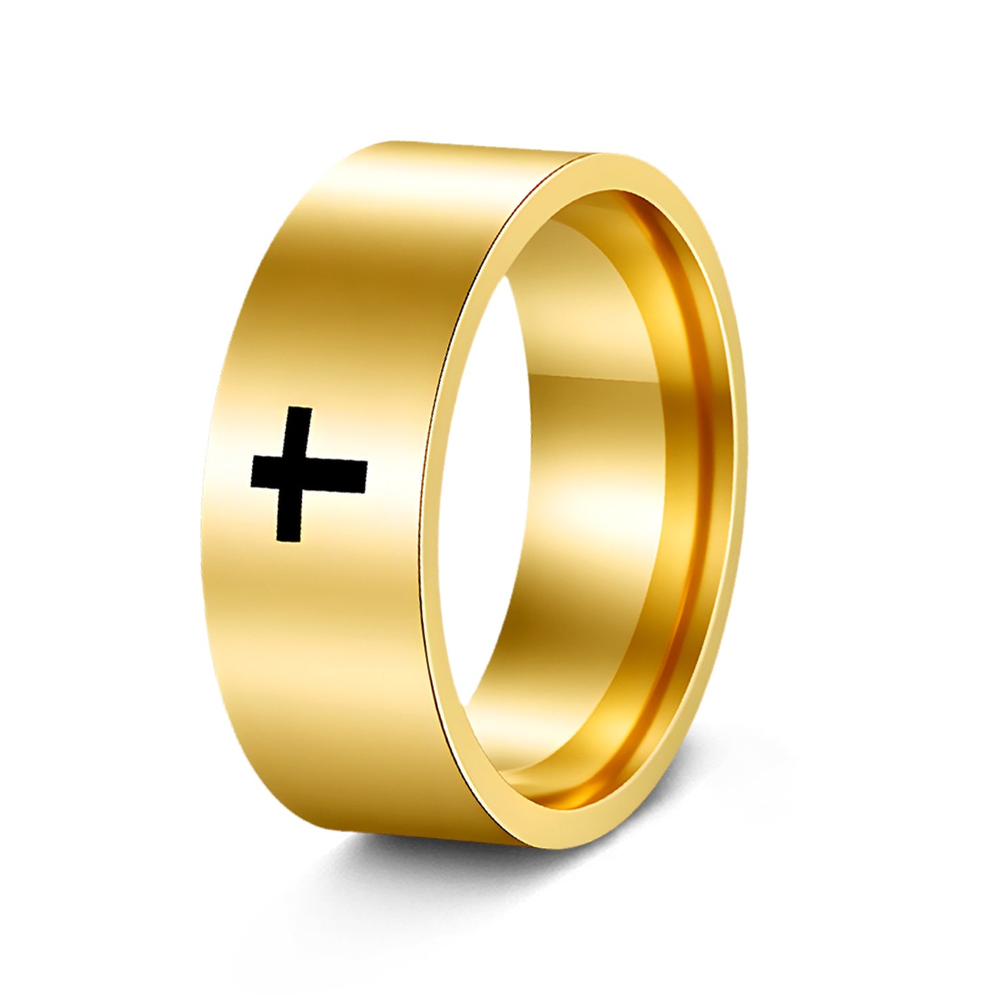Planderful Everyday Genie Cross Stainless Steel Ring Unisex 6mm 8mm Protective Statement Jewelry