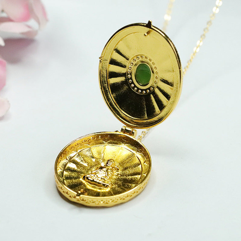 Jade Pendant Necklace with Zircon Photo Box Detail
