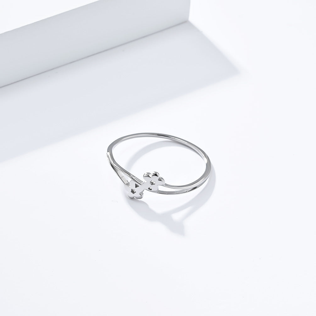 Simple Little Daisy Lucky Sunflower Titanium Steel Ring
