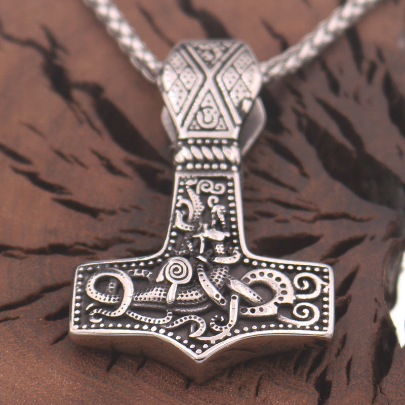Mystical Norse Legacy Titanium Steel Dragon Necklace for Men