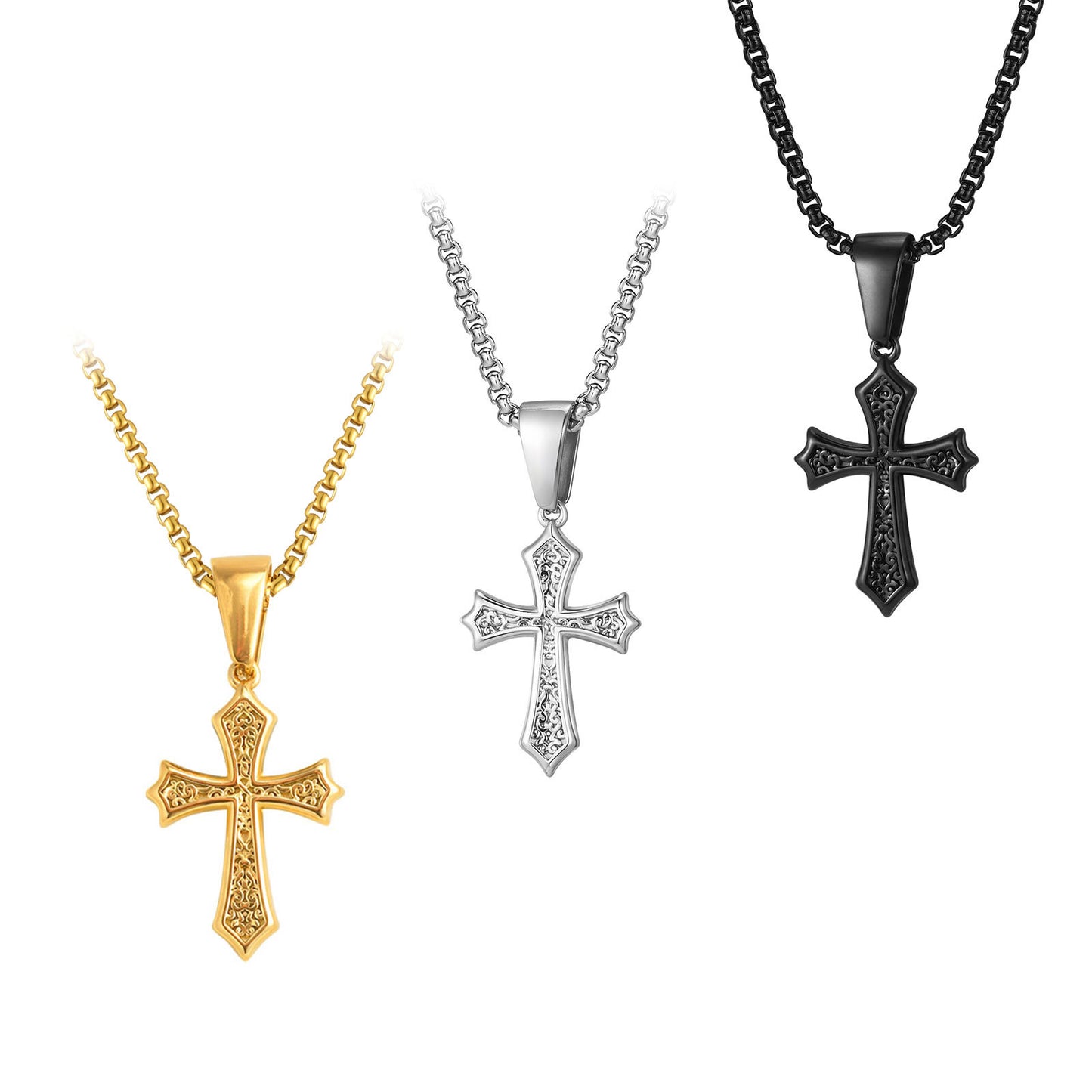 Planderful Personalised Cross Pendant Men Stainless Steel