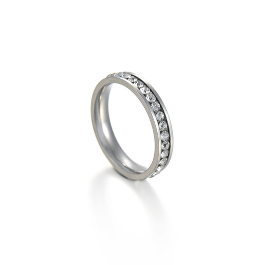 Stylish Stainless Steel Zircon Ring for Women - Size 5-10