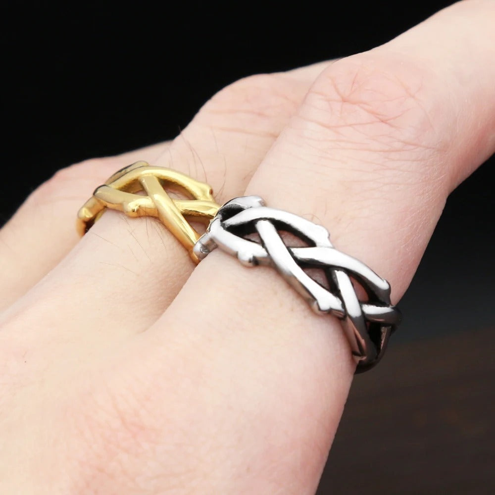 Planderful Titanium Steel Ring Thorn Vine Design For Men Durable Retro European Style For Couples