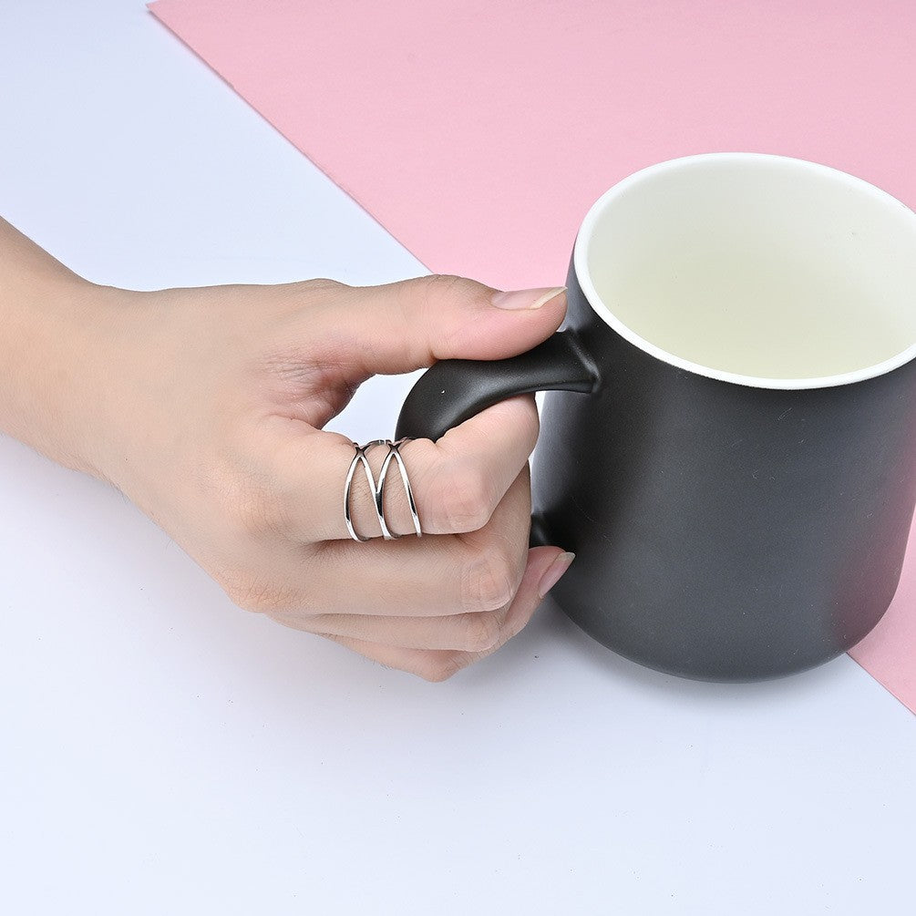 Stainless Steel Double Cross Hollow Women's Ring Jewelry