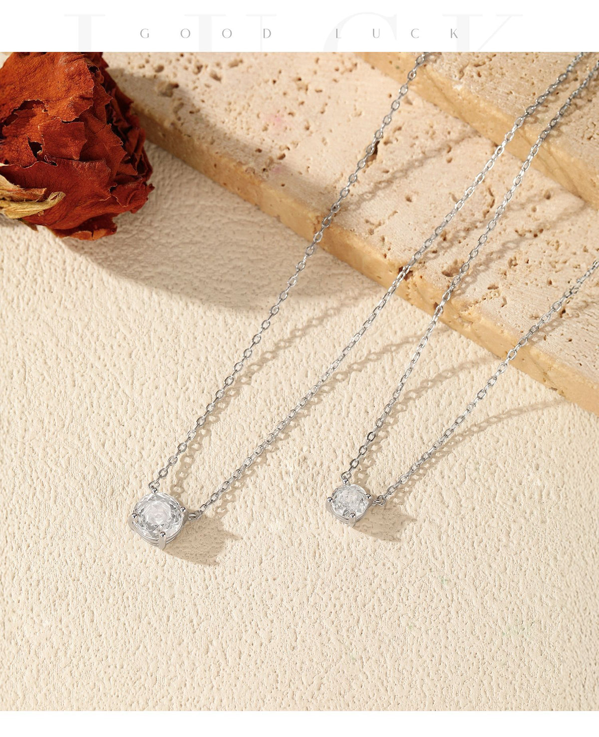 925 Sterling Silver Sparkling Rose-Cut Zircon Necklace
