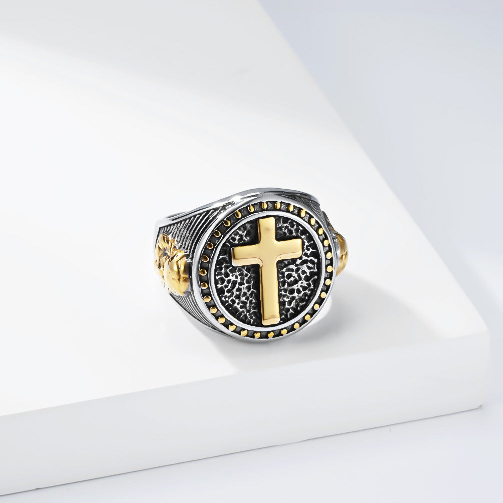 Cross Vintage Stainless Steel Ring for Men
