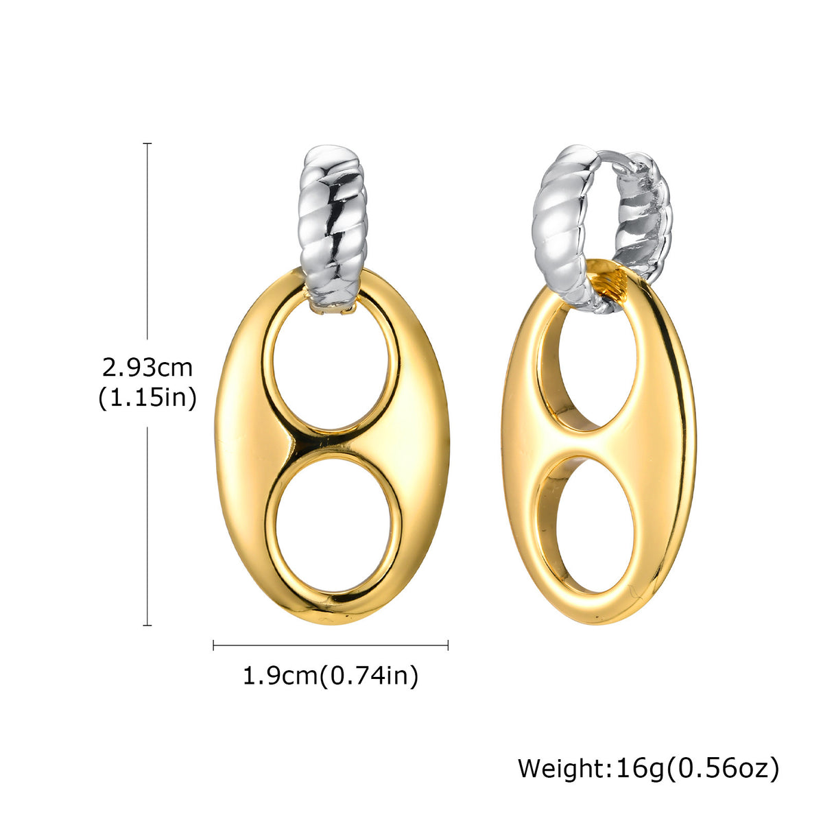 Pop-Tab Drop Earrings — Gold or Two-Tone