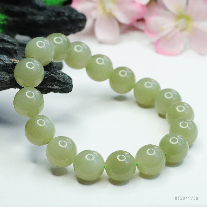 11 mm Lake Green Hetian Jade Bracelet