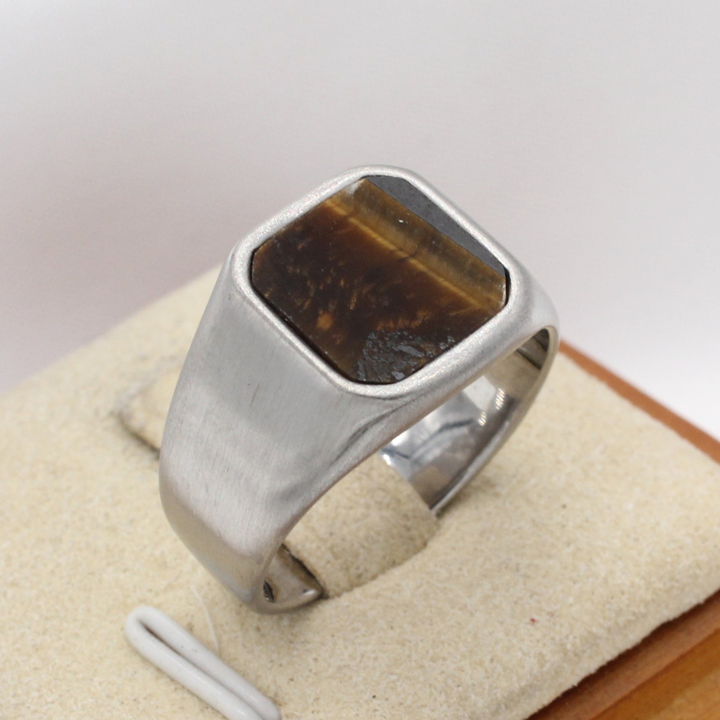 Unisex Square Gemstone Titanium Steel Ring Planderful Everyday Genie Protection Statement
