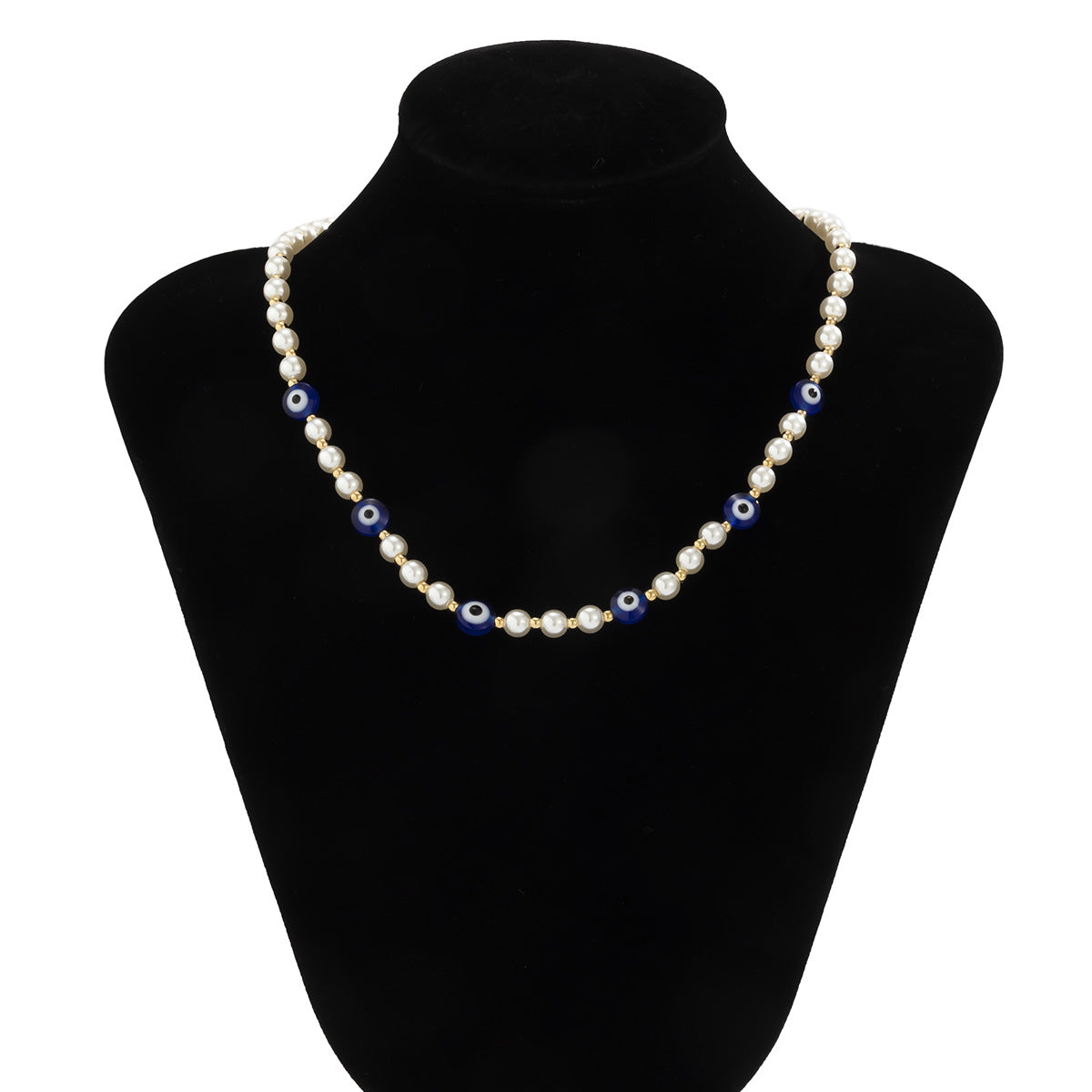 Planderful Vienna Verve Necklace For Women Punk Acrylic Eyes Imitation Pearl Geometric Single Layer Statement
