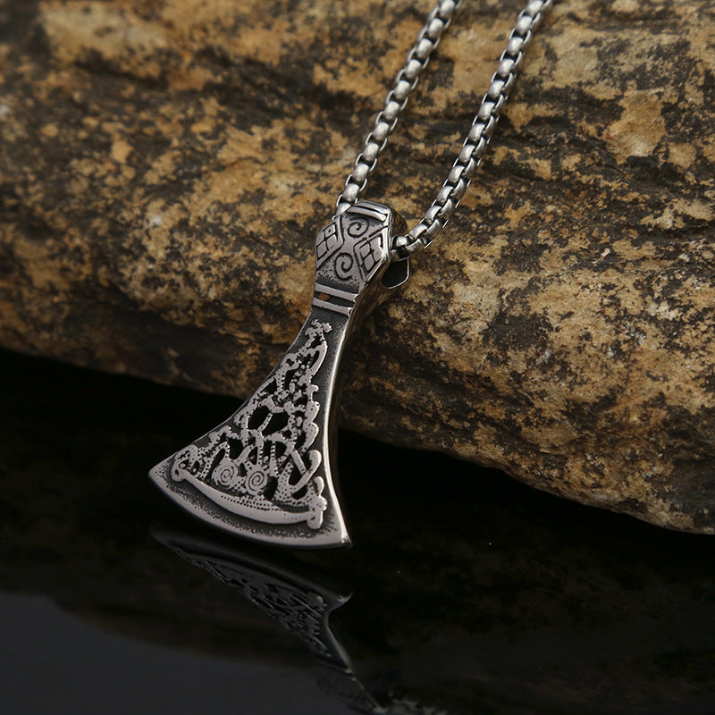 Retro Stainless Steel Axe Pattern Pendant Necklace for Men