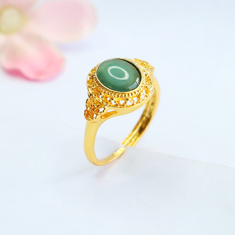Blue-Water Jadeite Openwork Ring