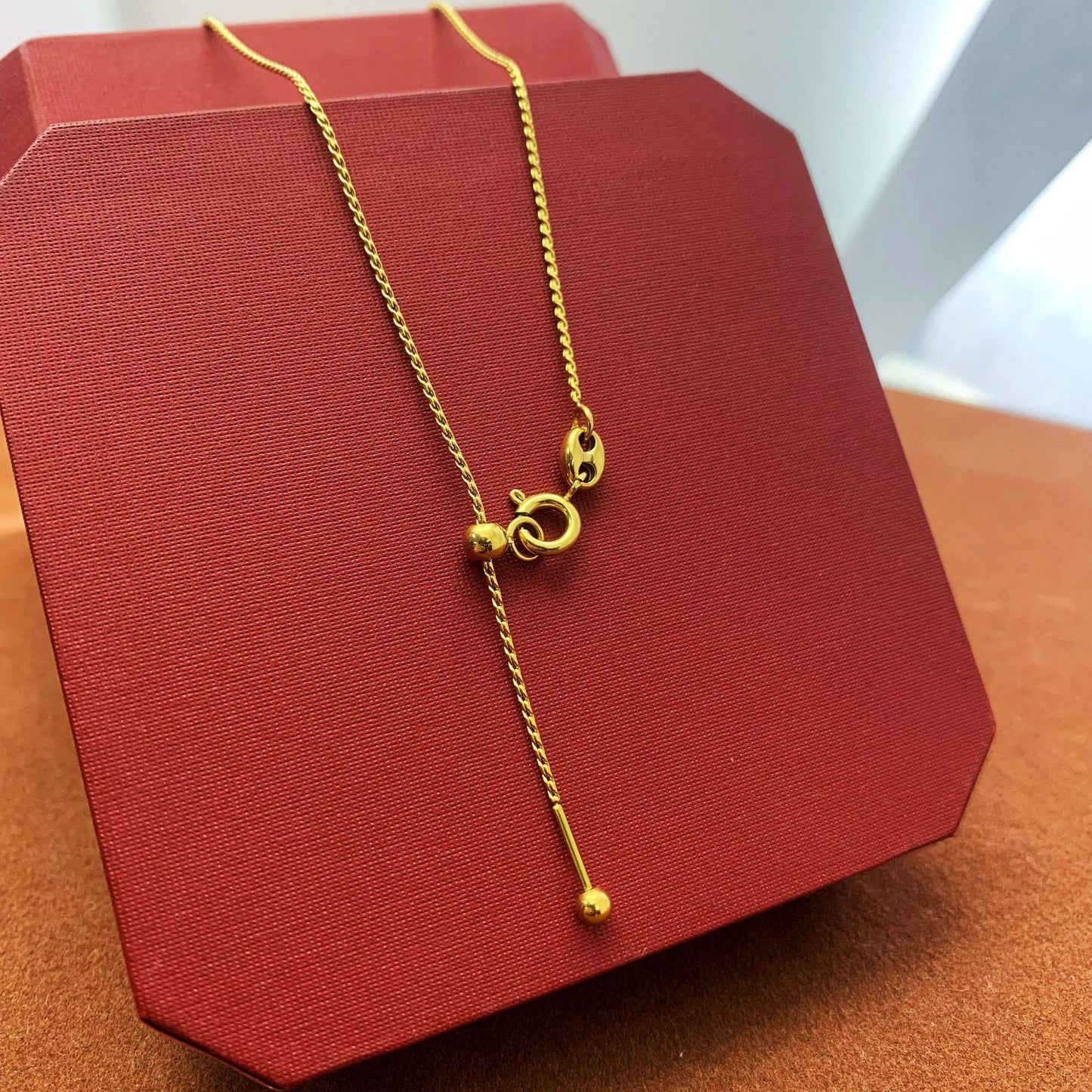 Planderful Jewelry Adjustable Collarbone Necklace in Steel Beads for Men and Women, Dainty Modern Look