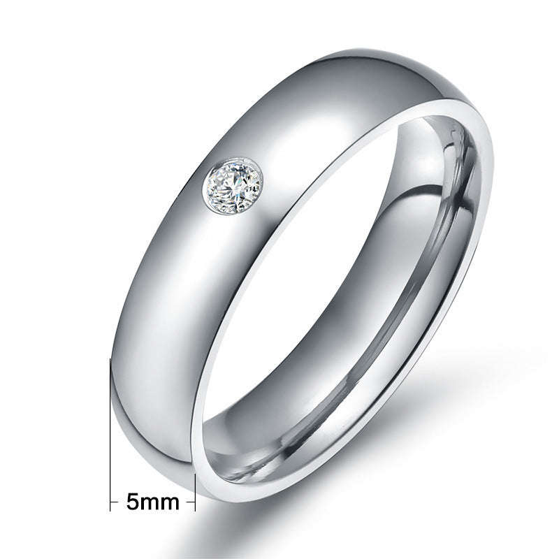 Zircon Korean Version Jewelry Titanium Steel 5MM Ring