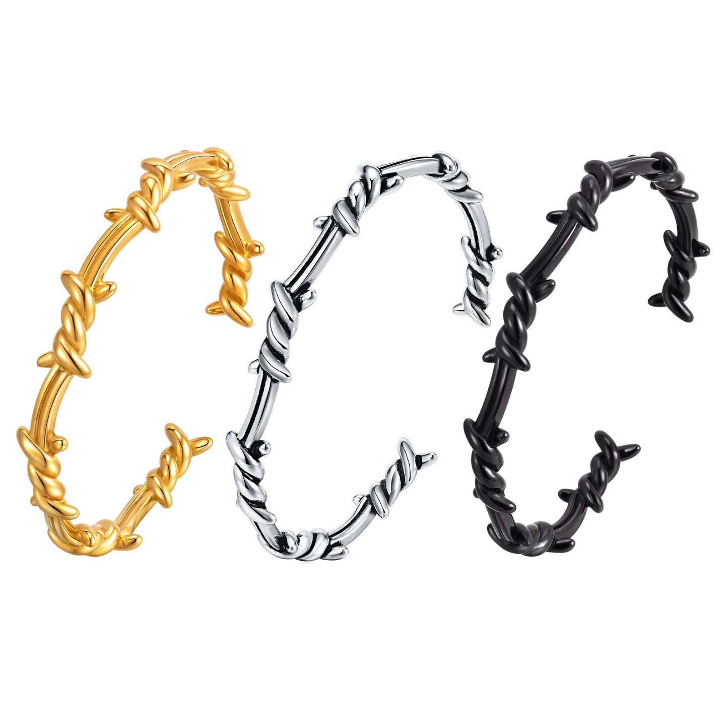 Planderful Men Stainless Steel Knotted C Shaped Bracelet