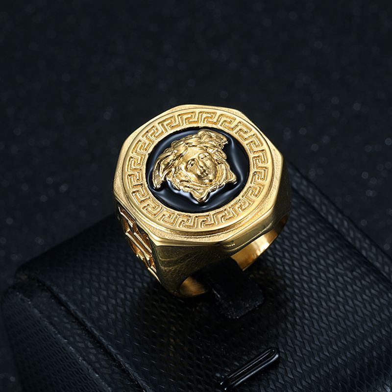 Planderful Everyday Genie European And American Hip Hop Ring Gold Titanium Steel Durable For Men