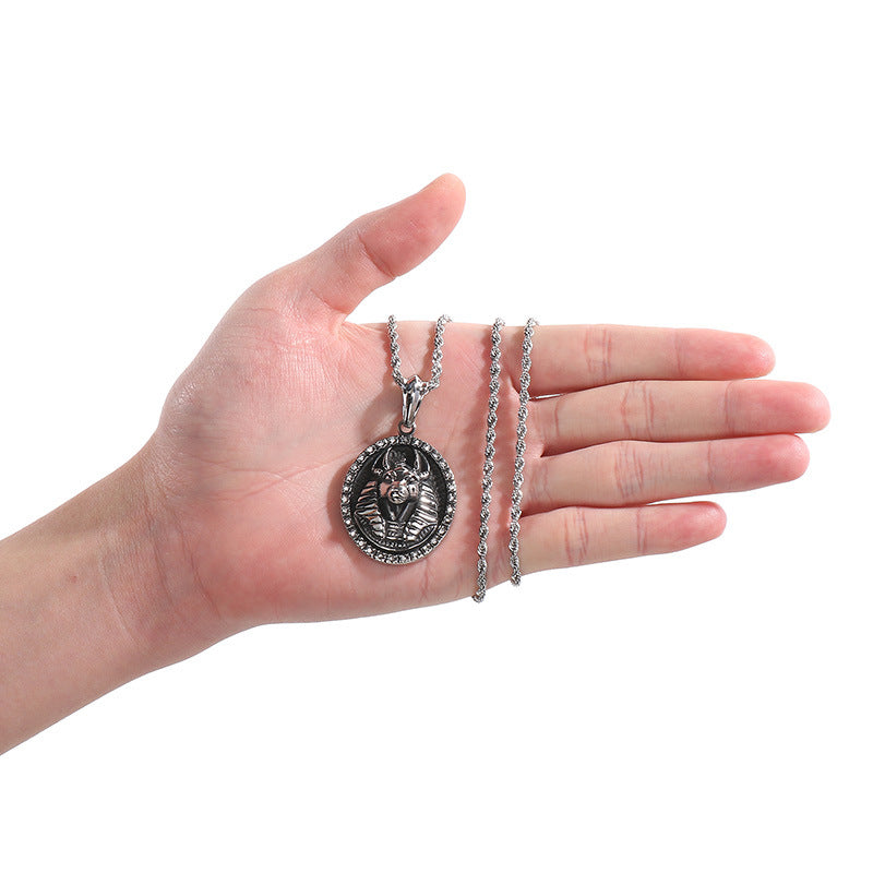 Anubis Pendant For Men Zircon Encrusted Retro Planderful