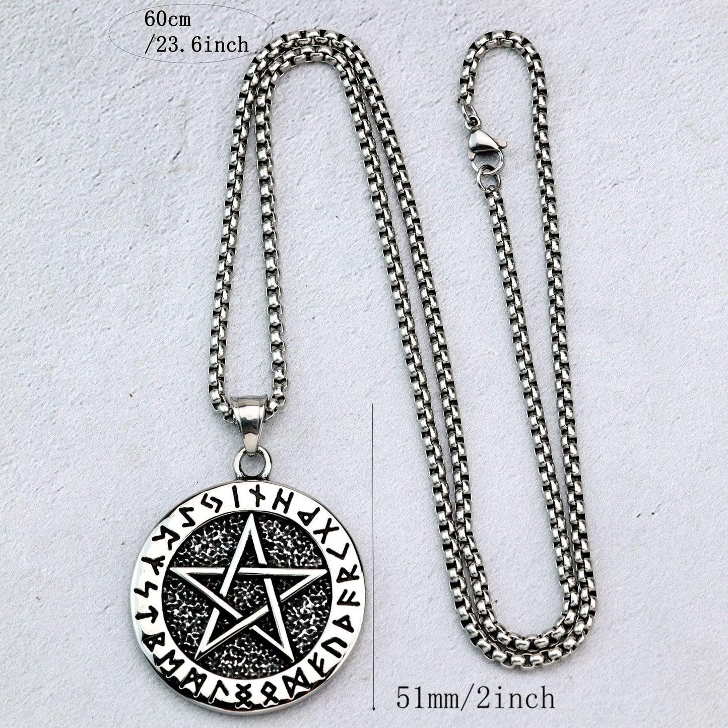 Viking Pendant Necklace Titanium Steel Five Pointed Star For Men Bold Durable Planderful Norse Legacy