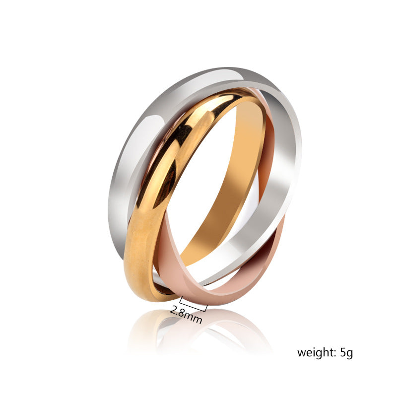 Planderful Mobius Ring Three Ring Set for Women Durable Stainless Steel Jewelry Fashion European American Style