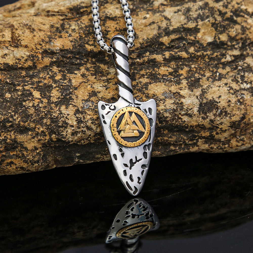 AliExpress Retro Men's Pendant Stainless Steel Triangular Rune Necklace Jewelry Accessories