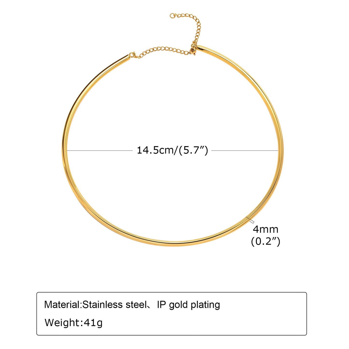 Stainless Steel Collar 4mm Gold Ladies Personalized Jewelry