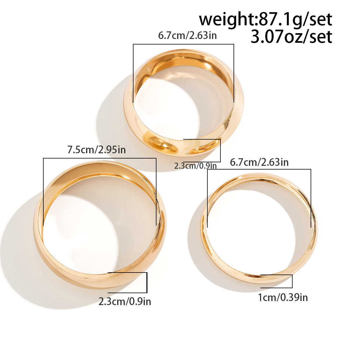 Planderful Vienna Verve Wide Glossy Metal Bracelet Set for Street Style Chic Women