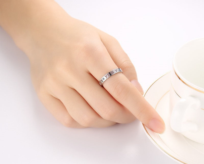 Amazon Women's Stainless Steel Jewelry Roman Numeral Ring