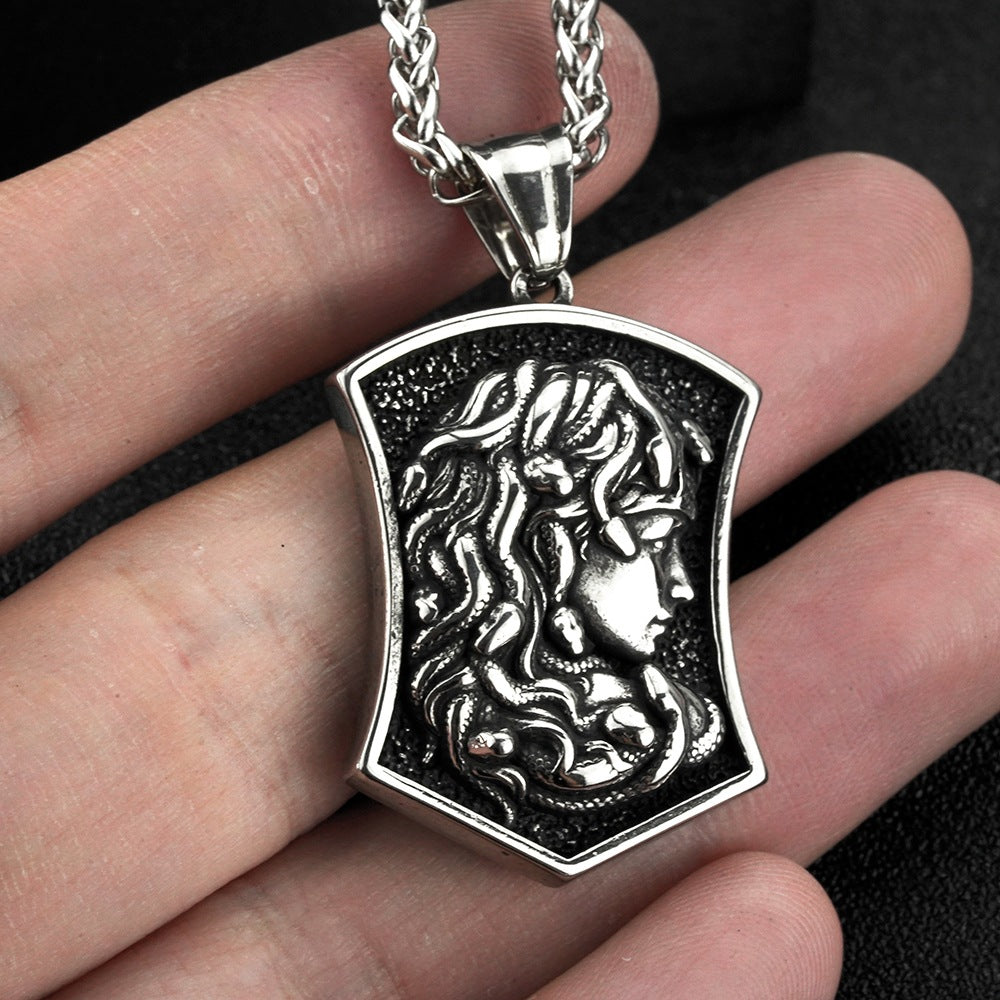 European And American Jewelry Stainless Steel Men's Pendant Necklace Retro Medusa Design
