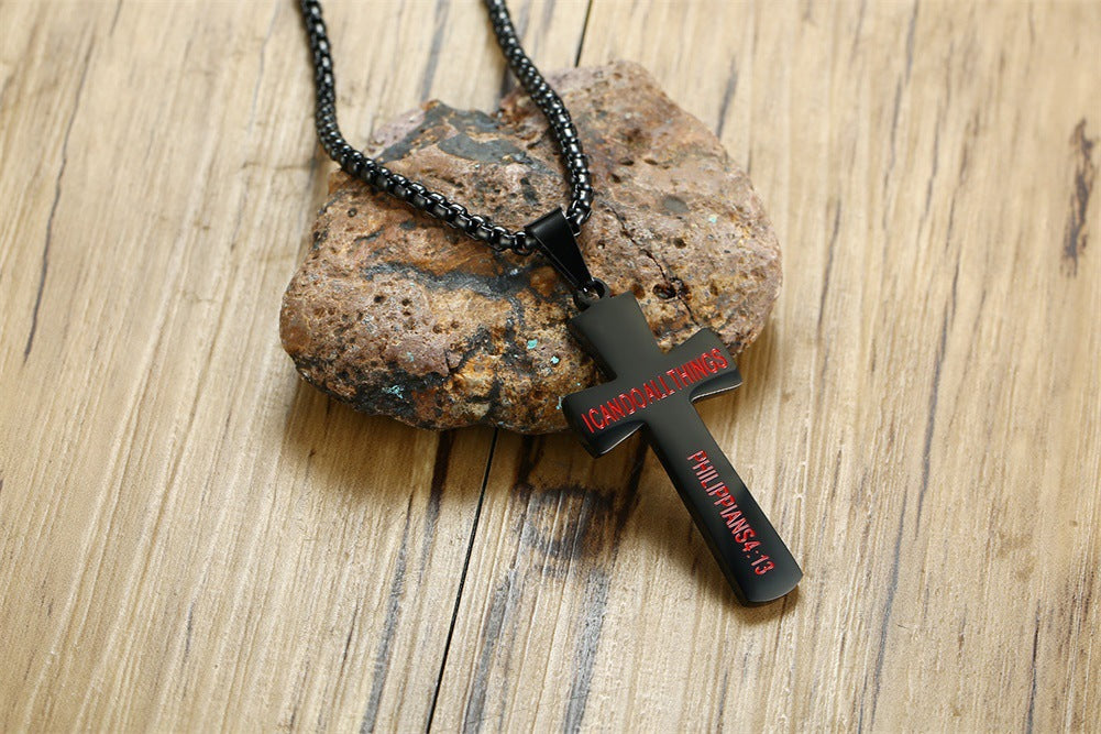 Sports Style Trendy Men's Stainless Steel Baseball Cross Pendant