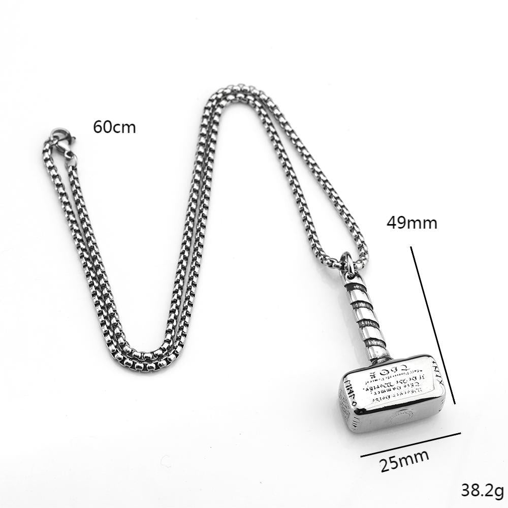 Planderful Thunder Hammer Pendant Necklace Titanium Steel Unisex Norse Legacy Jewelry For Men Women